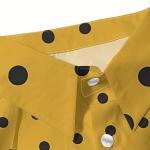 Women's Printed Long-Sleeve Button-Down Shirt | Yellow & Black Polka Dot + Beige & Orange Polka Dot | Turn-Down Collar | 100% Polyester | Machine Washable.