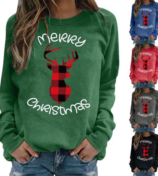 Oversized Streetwear Hoodies Chirstmas Print Sweatshirt Women Fall Winter Long Sleeve Loose Casual Tee Tops .