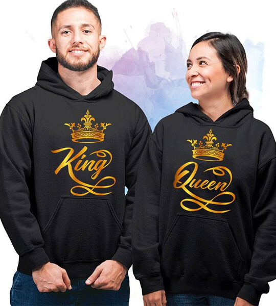 KING or QUEEN Brand Suit Print Hooded Suit new Couple Design Streetwear Hoodie and Pants.