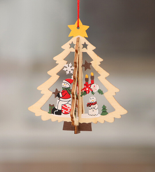 Wooden Hanging Pendants Star Xmas Tree Bell Christmas Decorations for Home Navidad.