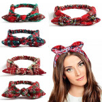 Christmas Headband Snowflake Merry Christmas Decoration Grid Hair Accessories Woman Xmas Gifts