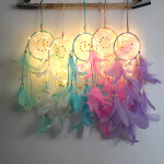 LED Lighting Feather Dream Catcher Girl Room Bell Bedroom Romantic Hanging Decoration.