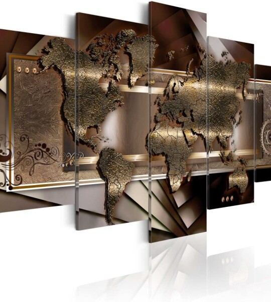 World Map Brown Wall Art Canvas Print Artwork for Home Decoration