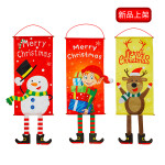 Christmas flag elf snowman cloth hanging scroll cartoon canvas window wall decoration.
