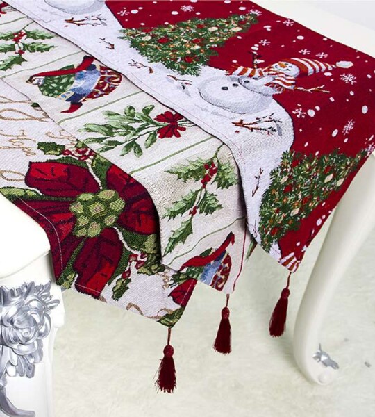 Christmas Party Linen Table Runner Merry Christmas Decorations for Home 2022 Snowman Xmas Tree  Happy New Year