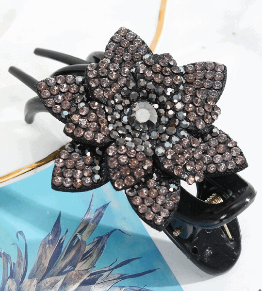 Shiny Rhinestone Flower Hair Clips for Women