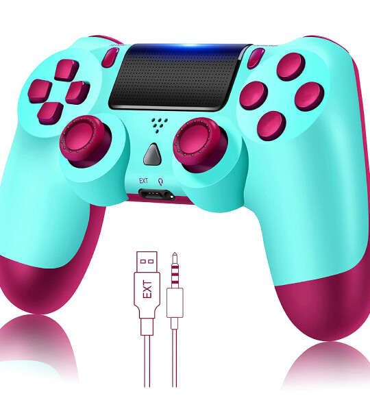 Wireless Remote Controller Compatible for PS4 Console with Two Motors and Charging Cable