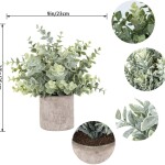 Mini Potted Fake Plants Artificial Plastic Eucalyptus Plants for Home Office Desk Room Decoration