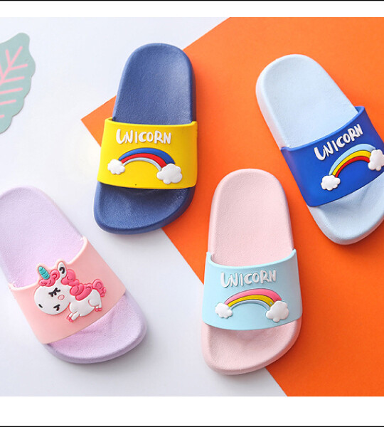 Rainbow Unicorn Toddler Soft Indoor Slippers Sandals for Boys & Girls