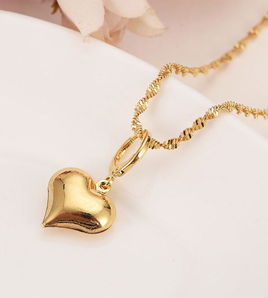 14 k Yellow Solid Gold Necklaces earrings Women girls party jewelry sets gifts