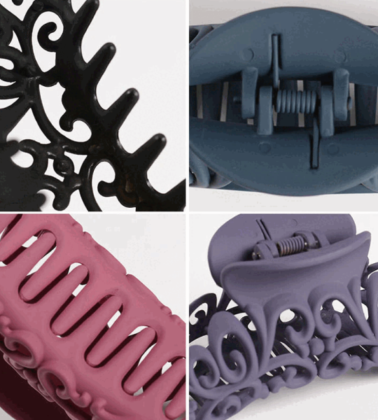 Hairpins For Women Scrub Plastic Hair Claw Clips Hollow Out Carving Crab Hearwear