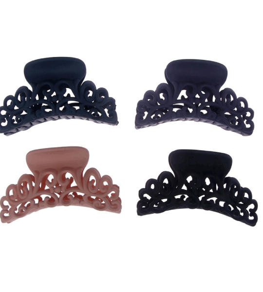 Hairpins For Women Scrub Plastic Hair Claw Clips Hollow Out Carving Crab Hearwear