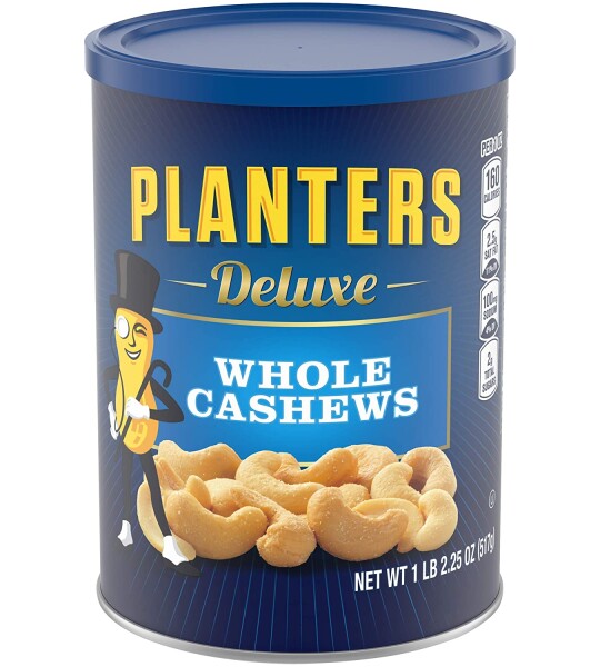 PLANTERS Deluxe Whole Cashews, 18.25 oz. Resealable Jar - Wholesome Snack Roasted in Peanut Oil with Sea Salt - Nutrient
