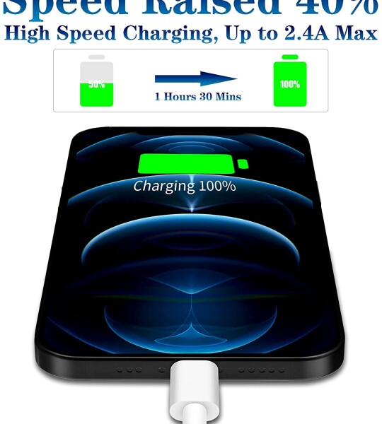 [Apple MFi Certified] iPhone Charger, Veetone 2 Pack USB Power Wall Fast Charger Travel Plug with Lightning to USB Quick