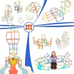 Straw Constructor Toys  Straw Toy Interlocking Plastic Educational Toy Kit for Kids Toy for Boys and Girls