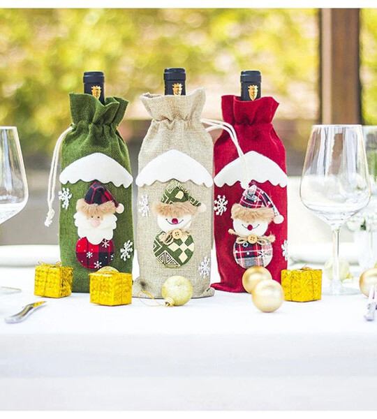 Christmas Decorations for Home Santa Claus Wine Bottle Cover Snowman Stocking Gift Holders Xmas Navidad Decor New Year.