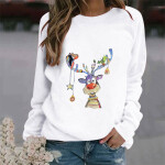 New Sweatshirt Women Winter Chirstmas Print Long-sleeved Sweatshirt Casual Blouse Pullover New Year 2022.