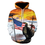 3d Fun Design Usa Flag Hoodie Fashion Men's And Women's Sports Street Wear Skateboard.