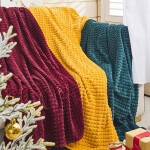 Warm Flannel Blankets Winter Solid Color for Baby Kids for Sofa Beds Quality Plaid Car Travel Blanket.