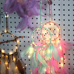 LED Lighting Feather Dream Catcher Girl Room Bell Bedroom Romantic Hanging Decoration.