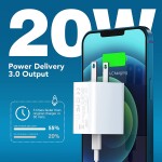 iPhone 13 12 Fast Charger, 2-Pack 20W USB C Wall Charger, Dual Port PD Power Delivery Fast Charge Block Plug for iPhone