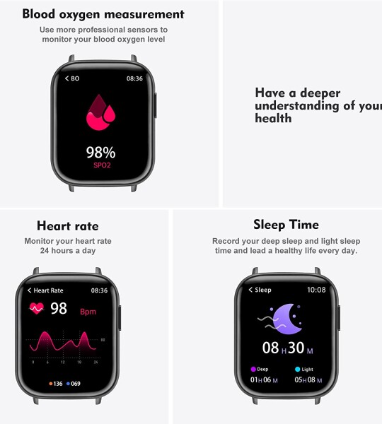 Smart Watch, Smart Watches for Men Women Full Touch Screen Fitness Tracker, Smartwatch for Men Women