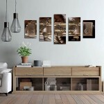 World Map Brown Wall Art Canvas Print Artwork for Home Decoration