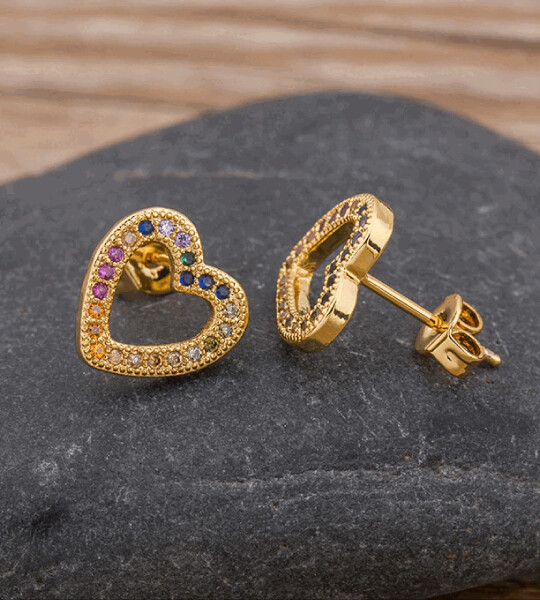 Tiny Elegant Eternity Gold Stud Earrings Jewelry For Women