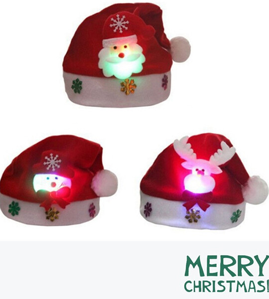 LED flashing christmas santa hats For Kids Adult christmas party.