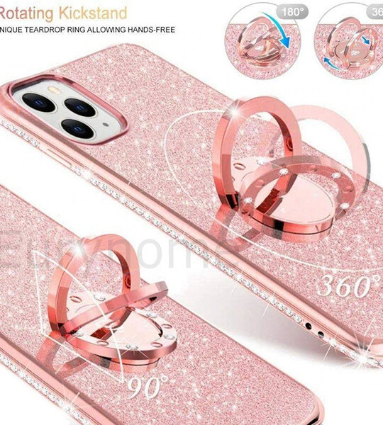 Diamond Case for iPhone 11 Pro Max XS Max XR X,Glitter Bling Ring Kickstand For iPhone 12 7 8 Plus X