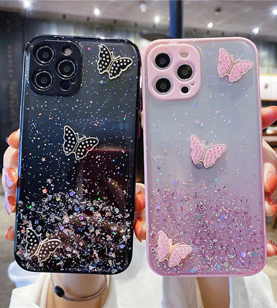 Fashion  Butterfly Female Soft Case For Iphone 11 12 Pro Max Mini 7 8 Plus Xr X Xs Max.