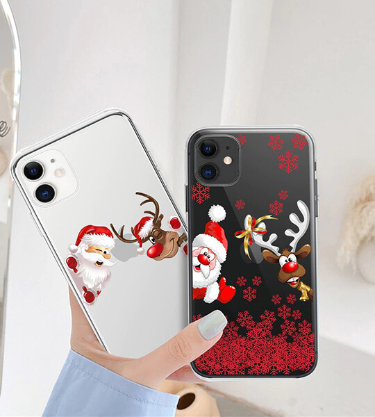 Christmas Elk Snow Santa Cartoon Phone Case For iPhone 11 12 13 Mini Pro Max X XR XS Max 8 7 6 Plus SE 2020.
