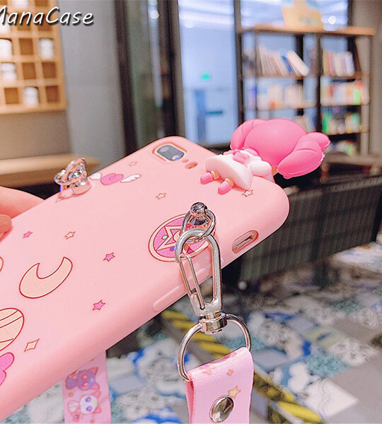 Pink Screen Protector Anime Phone Case For iPhone 13 12 Mini 11 Pro Max X XS MAX XR 6 6s 7 8 Plus For TPU Back Cover.