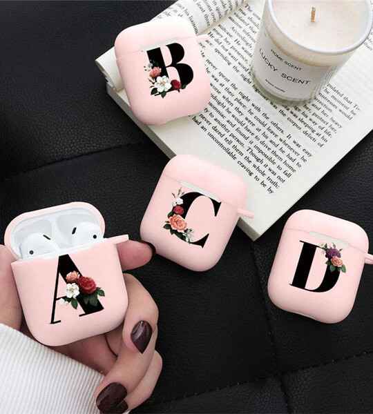 Airpods 2 1 Case Earphone Accessories For Air Pods 2 Cases Floral Initial Alphabet Letters Coque.