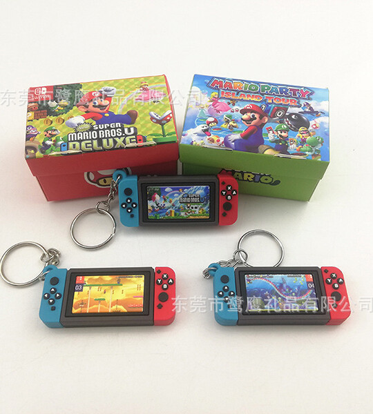 super mario keychain switch Charm game handle chain Claw machine Mario key chains ring action toys figure collection mod