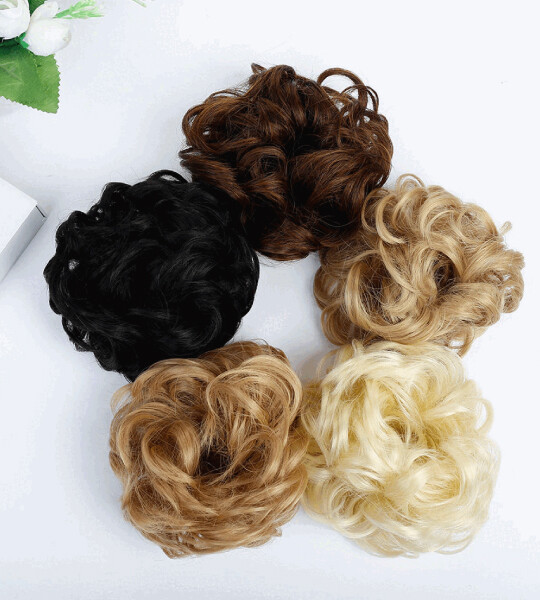 Hair Bun Pad Elastic Hair Rope Rubber Band Synthetic Hairpiece for Women