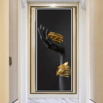 Woman Holding Gold Jewelry Picture Wall Art Canvas Painting Prints For Home Decor