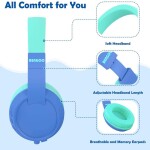 Kids Bluetooth Headphones, Wireless, Wired, TF Mode, Toddler Headphones with Microphone