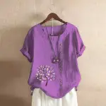 Women's Retro Plus Size Casual Loose Cotton-linen Shirt.