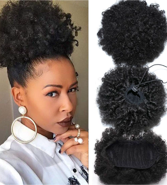 Drawstring Ponytail Kinky Curly Clip Hair Extensions For Women