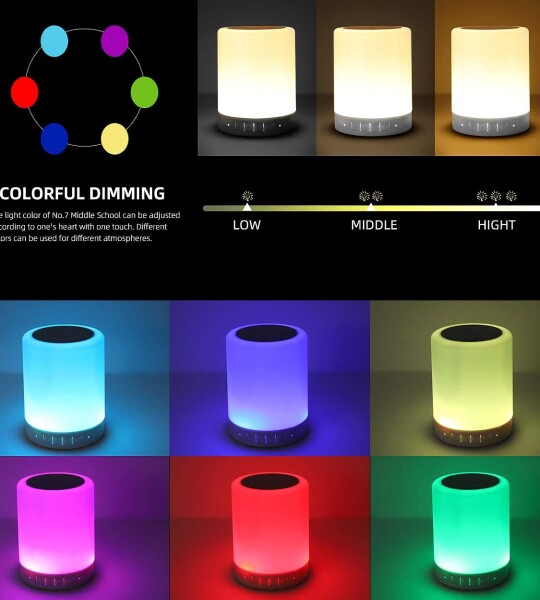 Night Light Bluetooth Speaker, Portable Wireless Bluetooth Speakers, Touch Control Bedside Table Light, Outdoor Speakers