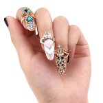 Rhinestone Fingernail Protective Fashion Jewelry Bowknot Crown Nail Ring For Women