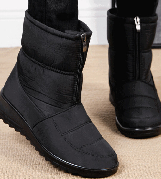 Solid Color Casual Winter Zipper Warm Plush Snow Boots For Women
