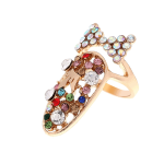 Rhinestone Fingernail Protective Fashion Jewelry Bowknot Crown Nail Ring For Women