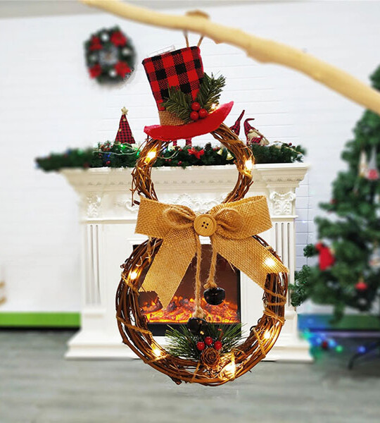 Christmas Led Garland Hanging Decoration Christmas Items Home Decoration Led Lights Christmas Wreath Rattan Circle.