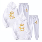 KING or QUEEN Brand Suit Print Hooded Suit new Couple Design Streetwear Hoodie and Pants.