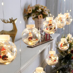 Christmas Ball Santa LED Curtain Light String Christmas Tree Decoration.