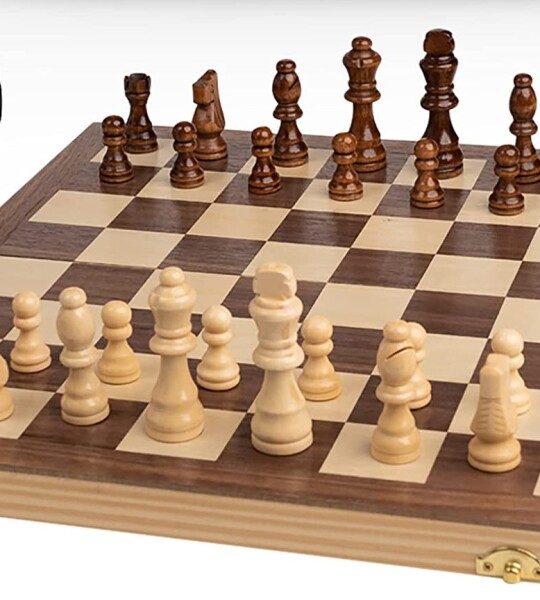 Inlaid Walnut Wooden Chess Set with Folding Chess Board Staunton Chess Pieces & Storage Box  Chess Set Wood Board Game