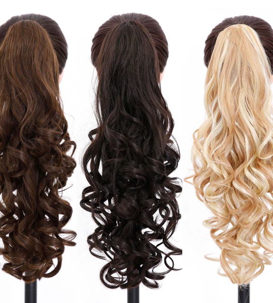 Heat resistant Long Wavy Hair Ponytail Extensions Synthetic Claw Ponytails Women's Hairpiece