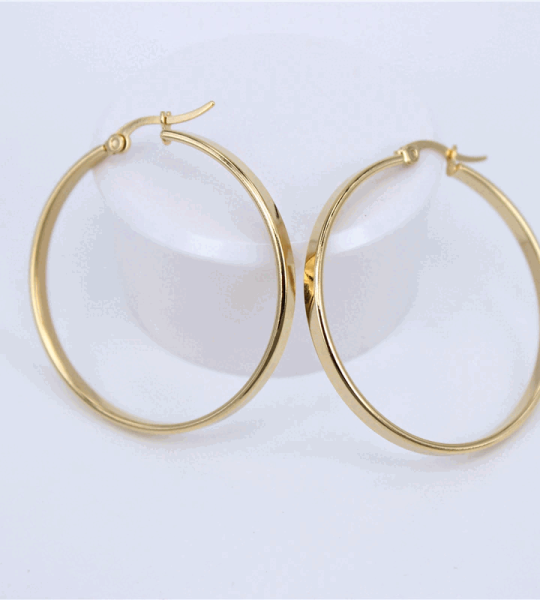 Crystal Round Hoop Earrings Twisted Gold Color For Women